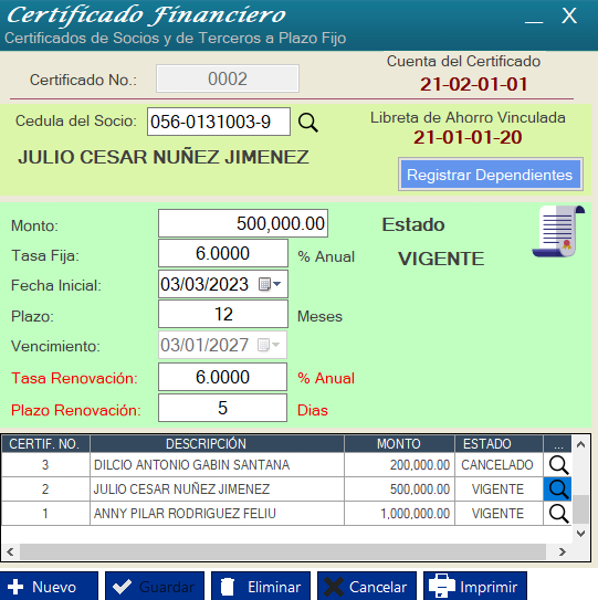 Módulo de Certificados Financieros en JayCoop