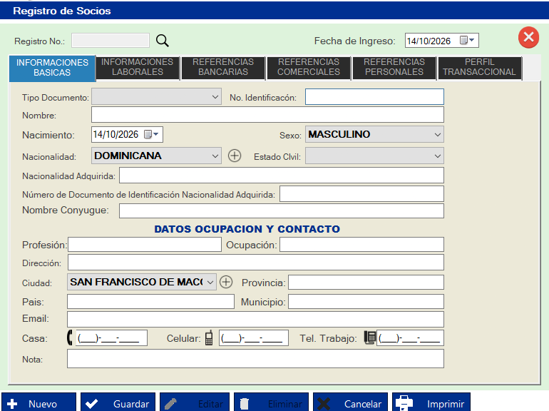 Módulo de Registro de Socio en JayCoop