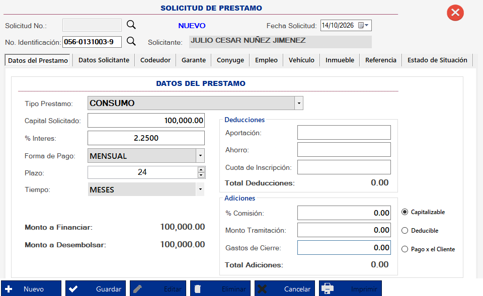 Módulo de Solicitud de Crédito en JayCoop