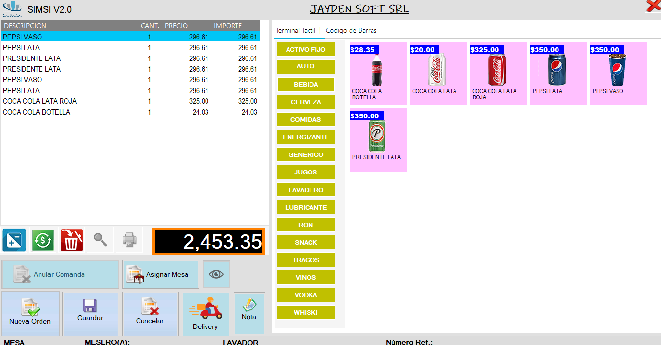 Módulo de Facturación Touch POS de SIMSI